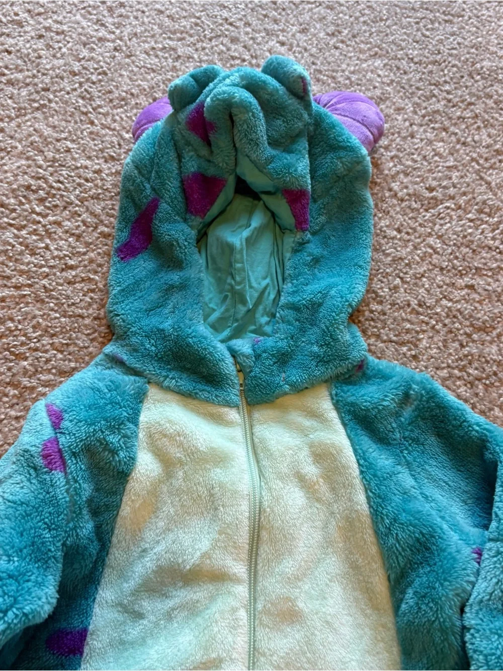 Disney Monsters Inc Sully Plush Monster Costume 2T Hooded Zip Up Halloween